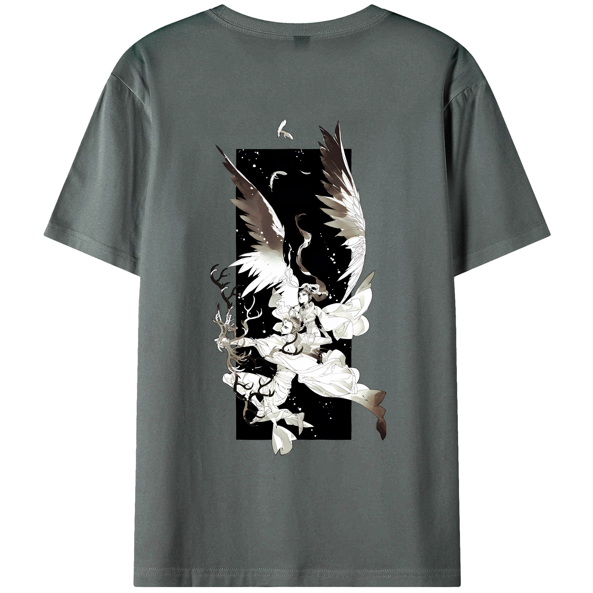 （画像用） Ne Zha 2 ナタ 魔童の大暴れ 綿100％ メンズ半袖Tシャツ（バックプリント） 通気性